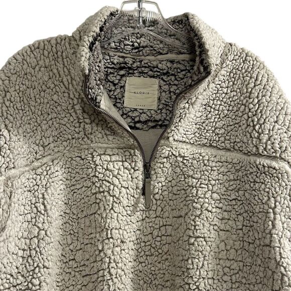 Elodie  Women's Gray Sherpa Fleece 1/4 Zip Pullover Jacket L - Picture 5 of 14